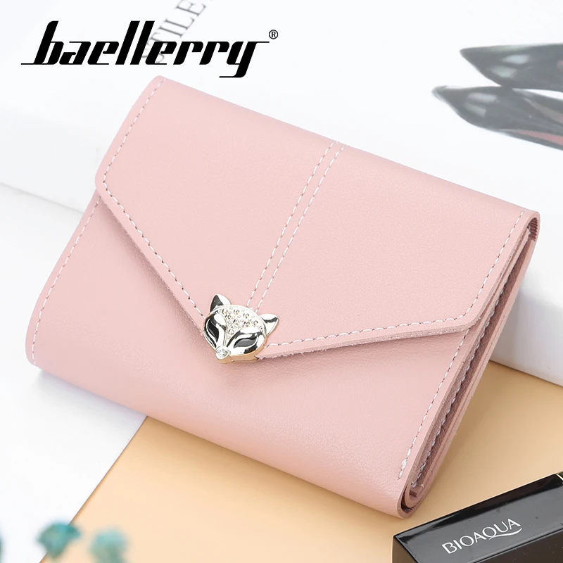 

Baellerry Women Solid Wine Red Hasp Short Wallet Note Compartment Coin Pocket Card Photo Holder Wallet PU Leather Fashion Wallet