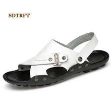 Босоножки из натуральной кожи мужские заклепки мягкая-низ Туфли без каблуков Zapatos пляжная обувь Размер: 35 36-47