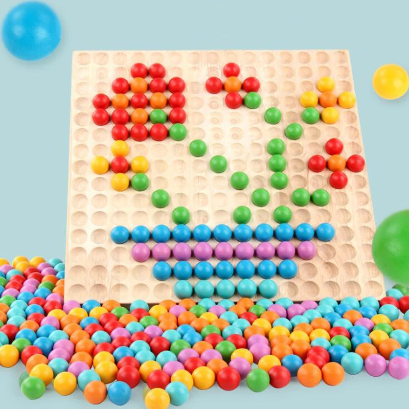 

Montessori Wooden Ball Puzzle Baby Early Learning Educational Toy New Design Rainbow Color Balls Very High Quality Best Gift