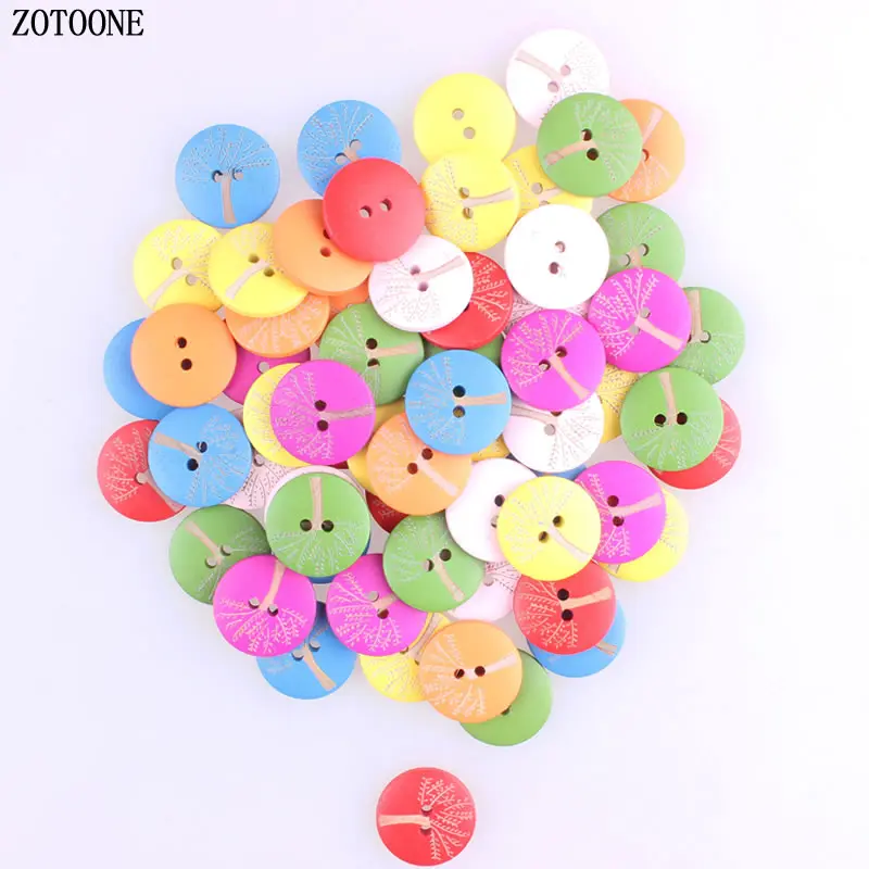 

ZOTOONE Colorful Round Wooden Button 2Hole Tree Painted Buttons for Scrapbooking Crafts DIY Clothing Sewing Accessories Decorate
