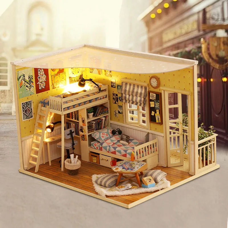 

DIY Dollhouse 3D Wooden Handmade Model Creative Doll House Birthday Gift Toys For Children MY LITTER BUDDY And ME CF01 #E