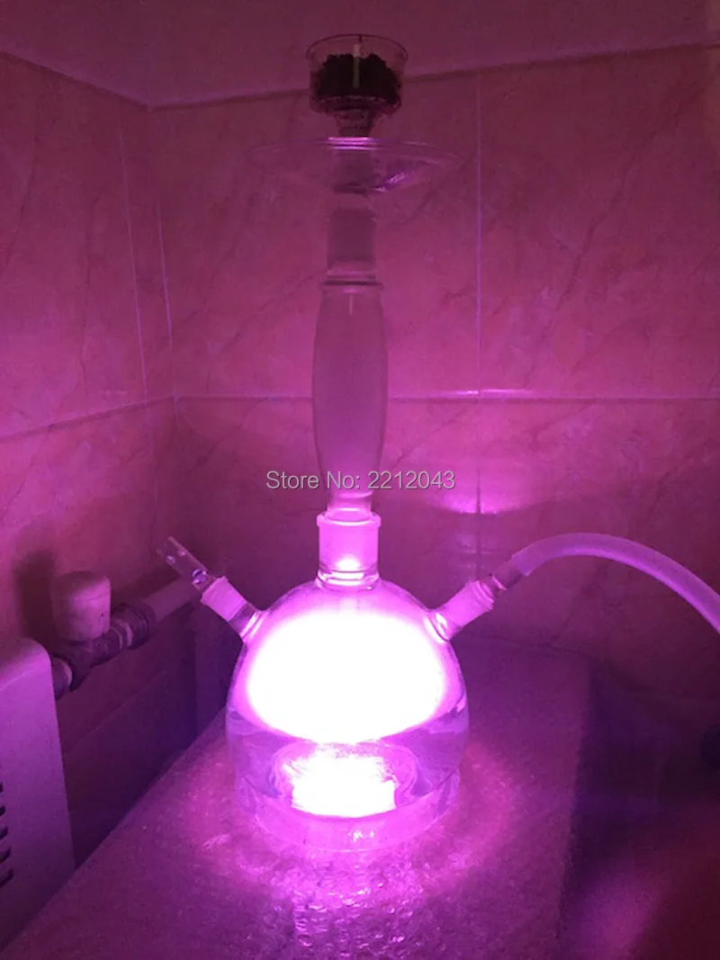 LED Light Glass Hookah New Design Glass Shisha Big Heavy Base High