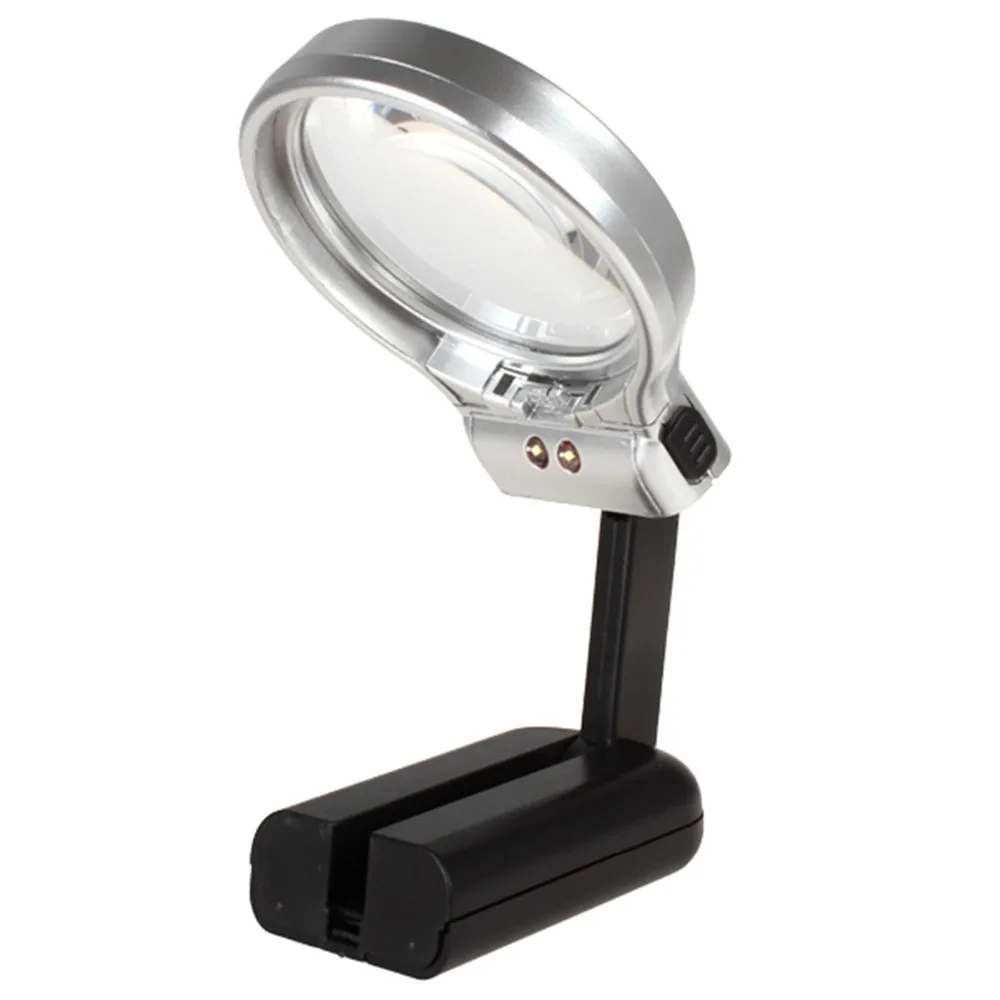 Multifunctional Desktop Handheld Magnifier Jewelry Loupe Adjustable Angle Reading Watch Repair Magnifying Glass LED Desk Lamp
