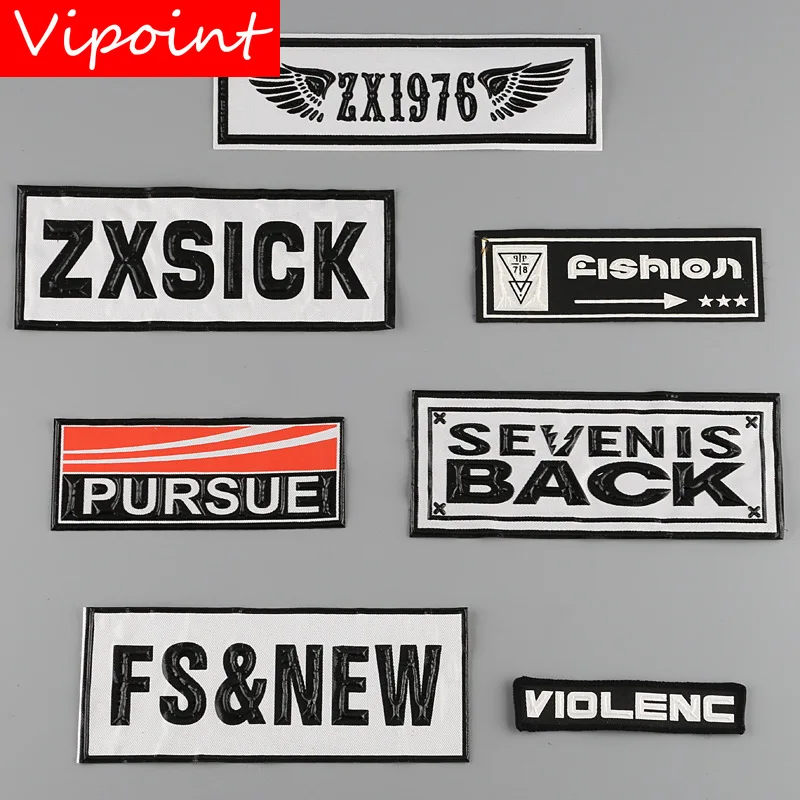 

VIPOINT embroidery printed warning patches letter alphabet patches badges applique patches for clothing YM-39