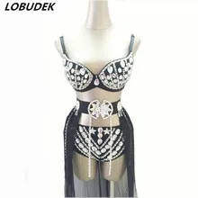 Камень Кристаллы платья боди бар DJ сценический загруженный фотографический портрет Джаз Хип-хоп бюстгальтер певицы представление певцов и танцовщиков
