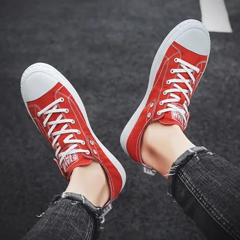 

Breathable Canvas Red Flat Shoes Men 2020 Summer New Casual Shallow Zapatos De Hombre Travel Korean Version Chaussure