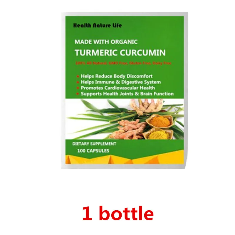 Органический куркумин с 10 мг мощное противовоспалительное и антиоксидантное дополнение с черным перцем для лучшего поглощения - Цвет: 1 bottle