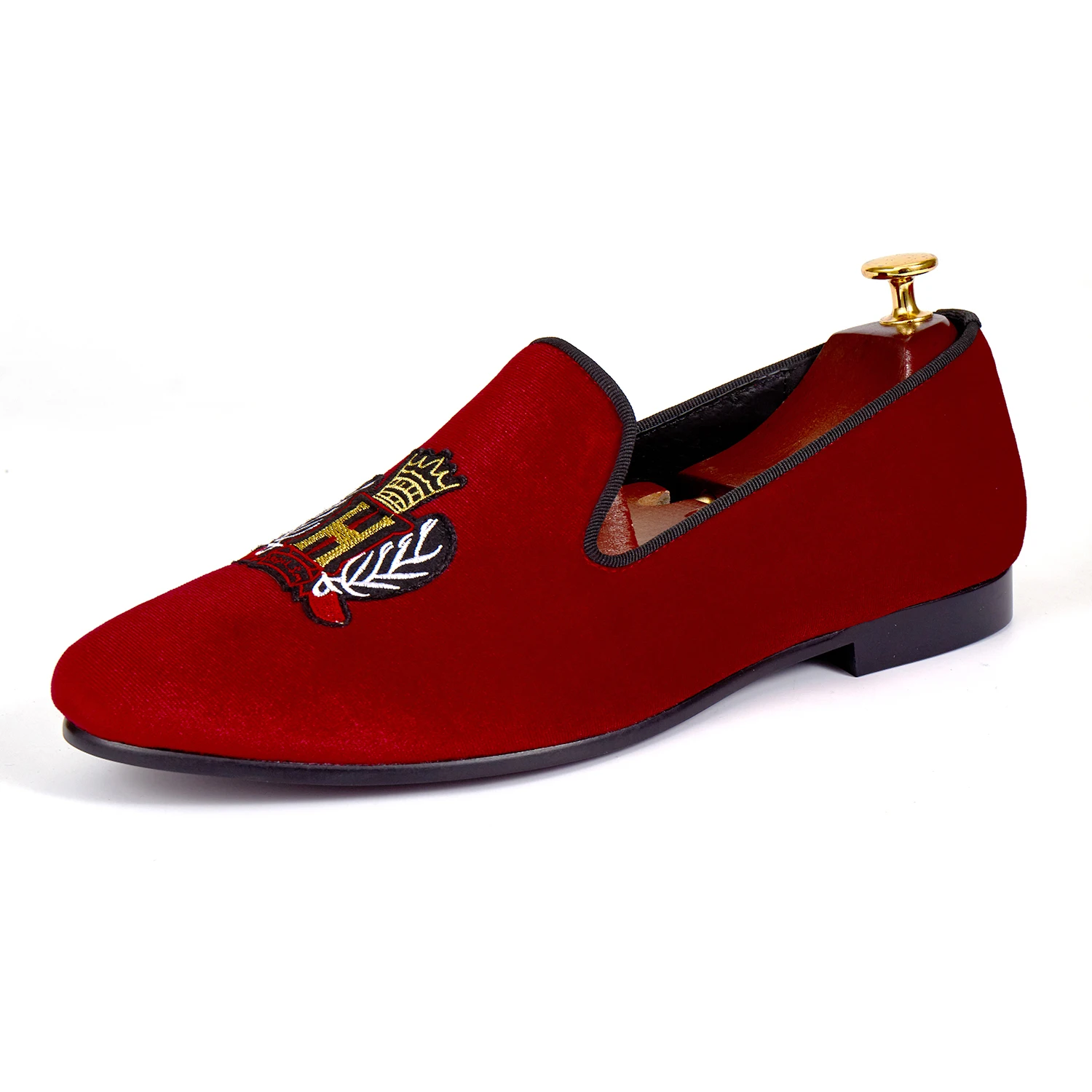 flat velvet shoes with embroidery detail