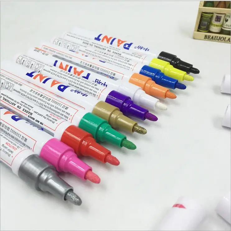 Blanco Permanente Para Neumáticos Metal Pintura Pluma Marcador de base de aceite IMPERMEABLE G