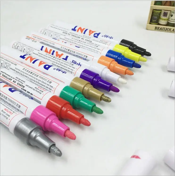 paraguas seco Descompostura Rotulador permanente para pintar en 12 colores, bolígrafo para escribir en  telas, vidrio, madera, aceite, púrpura/rosa/azul/café/oro/plata _ -  AliExpress Mobile