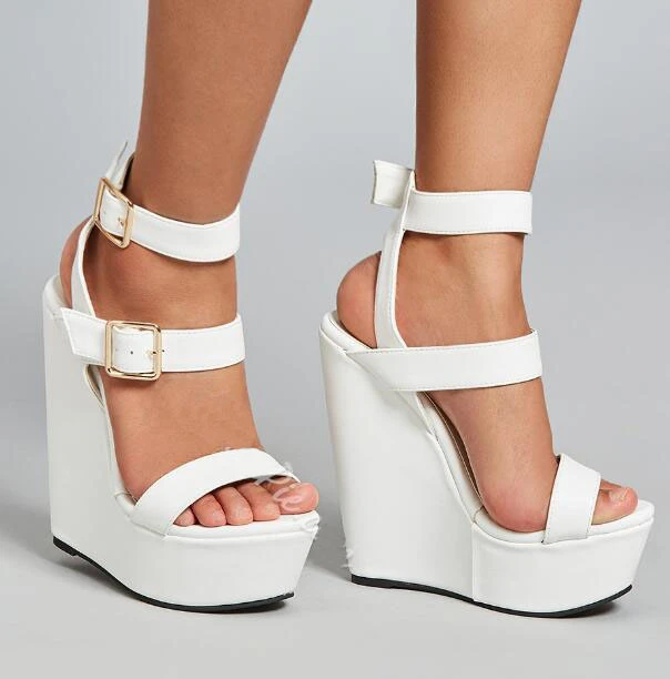 white leather heeled sandals