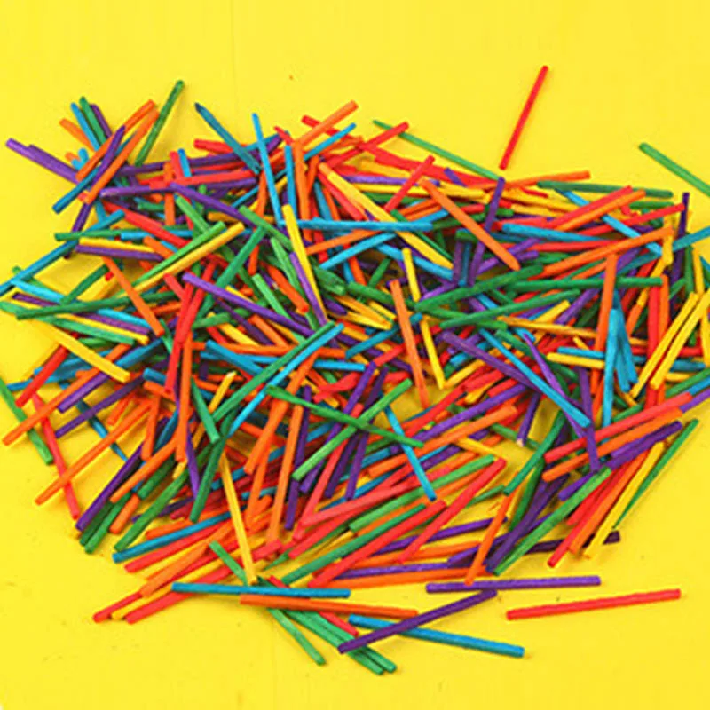 1000 шт деревянные спичечные палочки DIY спичечные палочки цвета радуги мини рукоделие палочки дети ранняя игрушка для обучения подарки - Цвет: 1