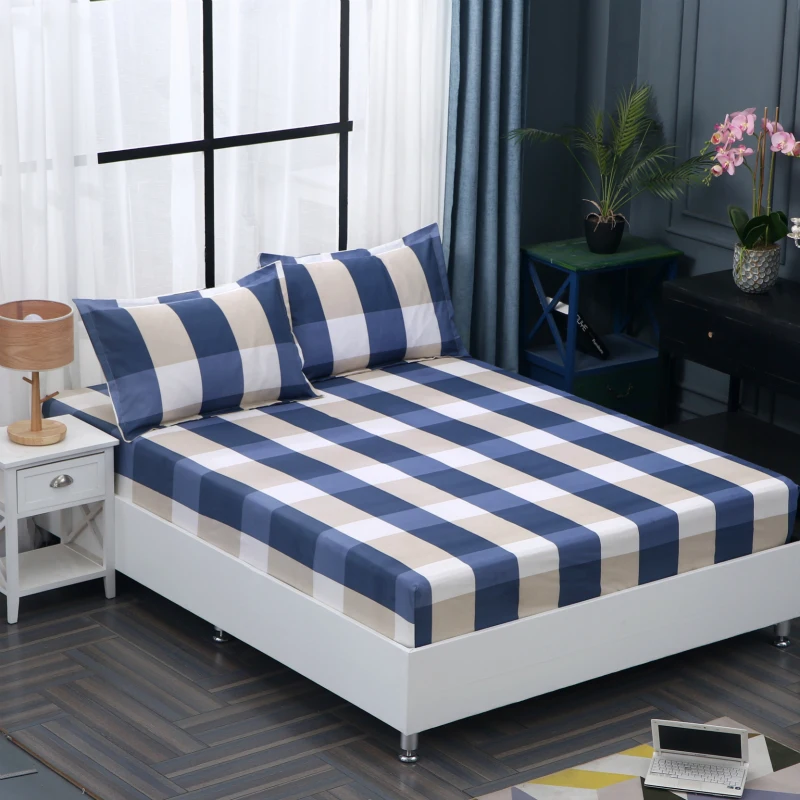 

hyha Bedroom Polyester Mattress Cover Geometric Cartoon Animals Rabbits Floral Sheet Solid Color Bed Protector Pad couvre lit