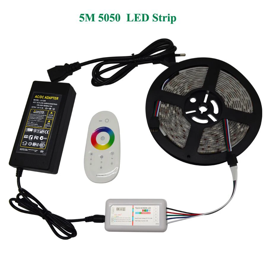 DC12V 5050 LED Strip Waterproof RGB RGBW Led Light Flexible Tape+Touch Remote Controller +12V Power adapter Kit 30M 20M 10M 5M