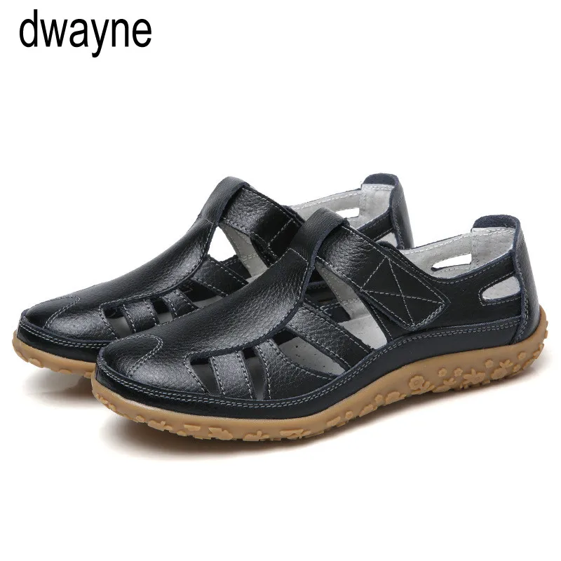 

Hollow Woman Shoes Genuine Leather Women Flats Summer Women's Loafers Breathable Beach Female Shoe Large Size hjm8