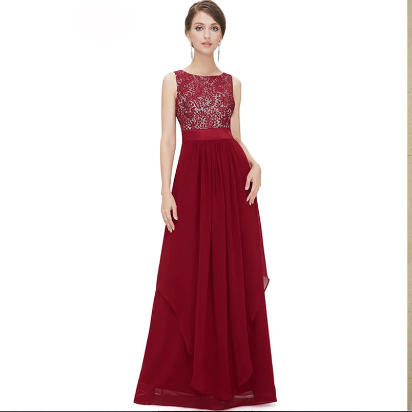 Women's elegant long Dress lace chiffon stitching summer Dress chiffon lace floor length stitching princess dress ladies Dress