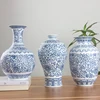 No Glazed Blue and White Porcelain Vases Interlocking Lotus Design Flower Ceramic Vase Home Decoration Jingdezhen Flower Vases 4