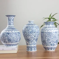 No Glazed Blue and White Porcelain Vases Interlocking Lotus Design Flower Ceramic Vase Home Decoration Jingdezhen Flower Vases - Image 4