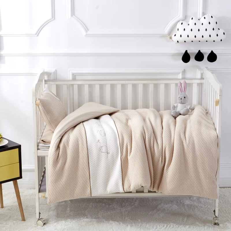 

Kitty Coffee Color 7Pcs Bedding Set For Crib Newborn Baby For Girl Boy Detachable Cot Sheet Quilt Pillow Including The Filling