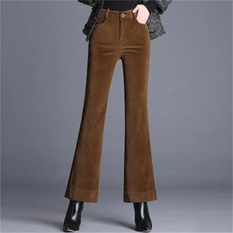 

Corduroy flare pants female autumn and winter new women's temperament slim trousers large size micro-la casual pants fashion