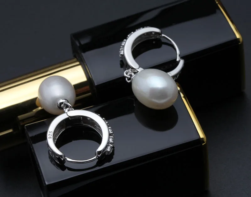 Кружевные серьги-кольца с настоящим жемчугом, серьги из натурального пресноводного жемчуга для женщин, 925 пробы серебряные серьги, ювелирное изделие