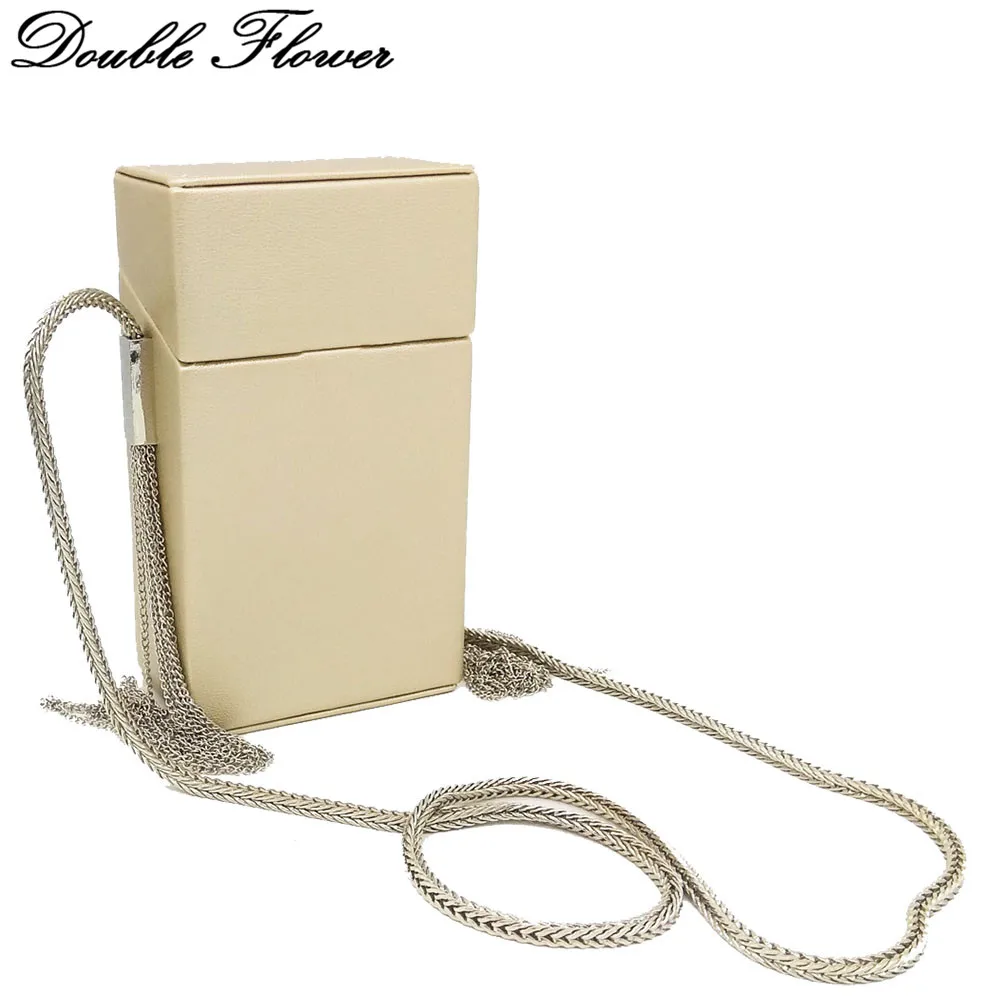 

Double Flower Hard Case Cigarette Case PU Women's Fashion Shoulder Handbags Chain Crossbody Bags Evening Party Clutch Purse