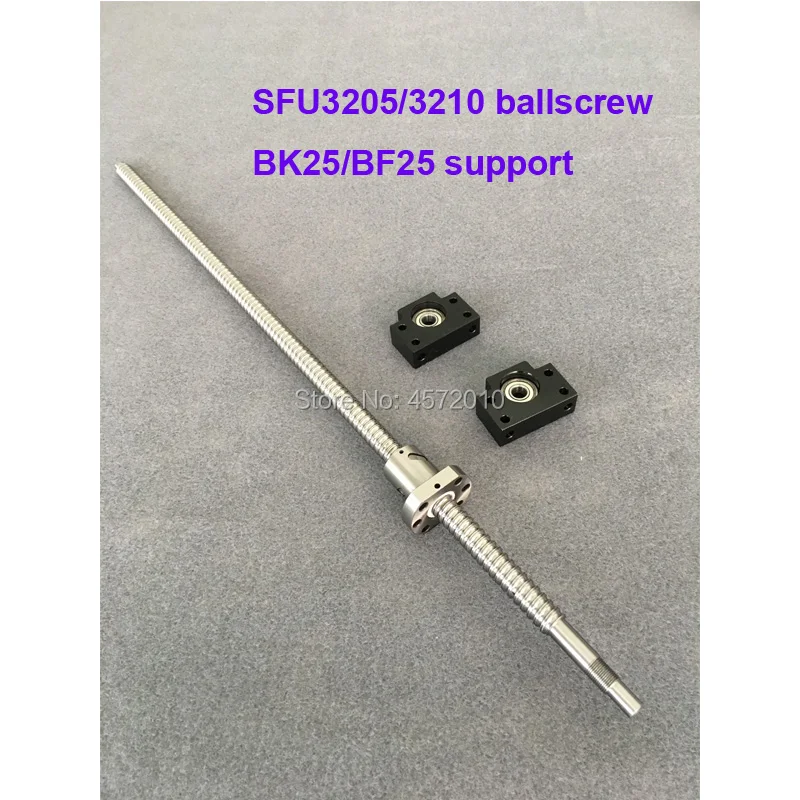 

SFU3205 SFU3210 Ballscrew 650 700 750 800 850 900 1000 mm with end machined+ 3205 Ballnut + BK/BF25 End support for cnc parts