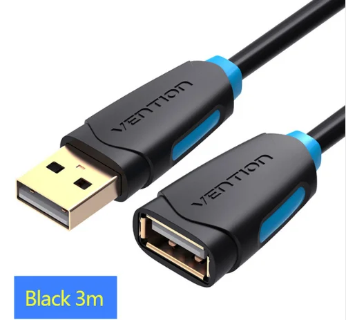 black 300cm Vention USB2.0 кабель-удлинитель для мужчин и женщин кабель-удлинитель USB2.0 кабель-удлинитель для портативных ПК USB кабель-удлинитель для передачи данных - Цвет: black 300cm