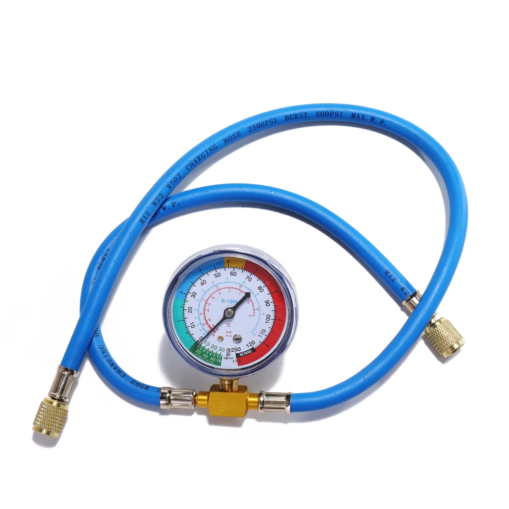 

AC R134A Car Auto Air Conditioning Refrigerant Recharge Hose w/ Pressure Gauge Measuring Kit Copper Auto Car Accessories