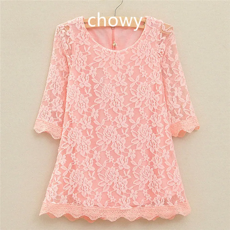 2016 Teenage Girls Dresses Baby Girl Evening Party Dress Children Summer Full Lace Princess Mother Daughter