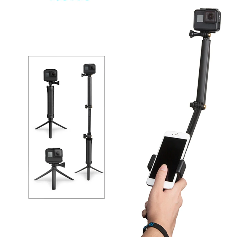 for Go Pro SJCAM 3 Way Grip Selfie Stick Waterproof Monopod Tripod