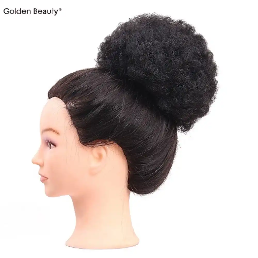 6inch Puff Afro Curly Women S Elastic Chignon With Two Plastic