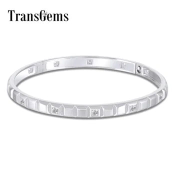 

Transgems 18K White Gold 12pcs Princess cut F Color Moissanite Bangle Bracelets for Women Size 16 Fine Jewelry Anniversary Gifts
