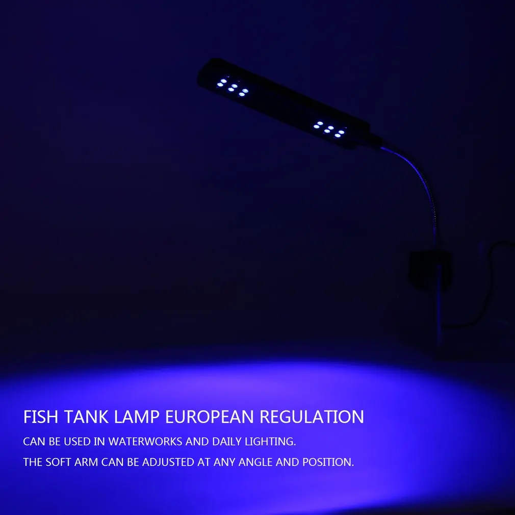 48 LED DC 15V 3W 2 Mode Plastic Aquarium Fish Plant Grow Clip on White Blue 4