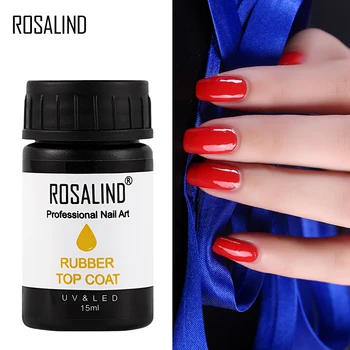 

ROSALIND 15ml Rubber Top Coat Long Lasting for Nail Art Lacquer Soak Off LED / UV Gel Nail Polish New Arrival Top Gel Coat