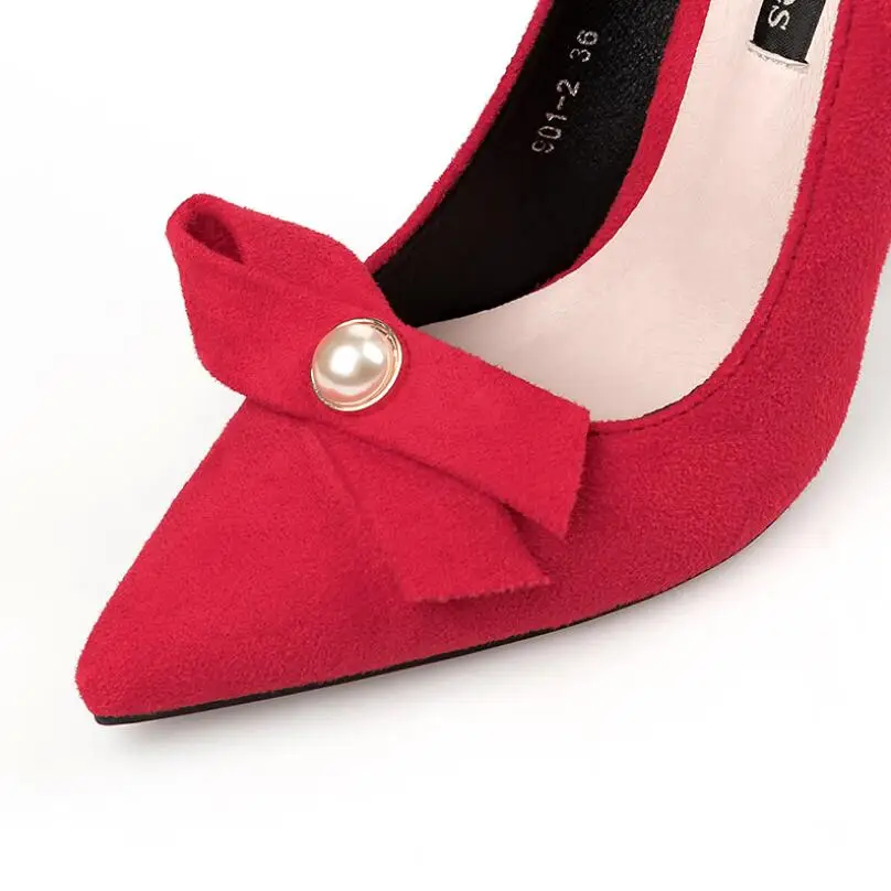 Pearl 2018 Tacón Heels Para Alto Bombas Grueso Dedo Gamuza Cuadrado khaki red Señaló Mujeres Las Heels Heels amp; De Mujer {d Pajarita Del Zapatos Pie Heels Henlu} Black gray xw1tPH