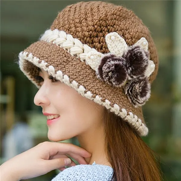 2017 New Winter Thickened handmade Knitted hats for Old Lady's Fashion