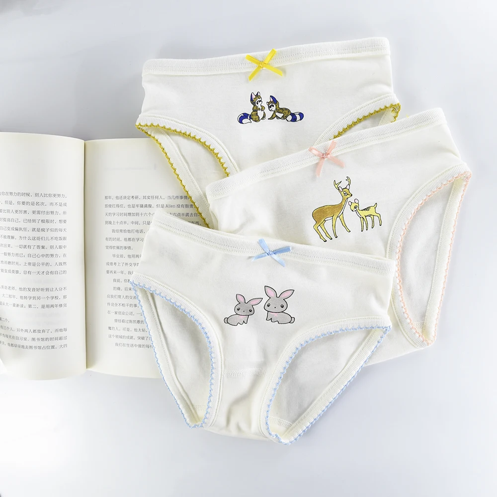 6 шт./лот хлопковое нижнее белье для девочек детское Kawaii с галстуком бабочкой и