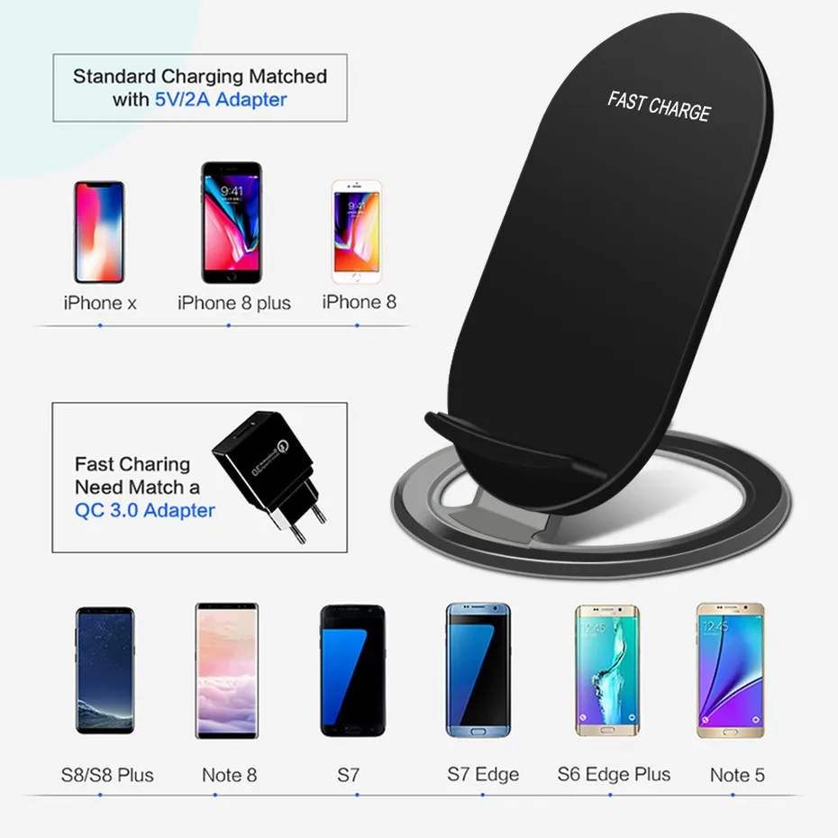 PINGZHENG Universal Wireless Charger For iPhone X 8 Plus Charger Wireless Adapter Android Phone Micro USB Mobile Phone Charger (1)