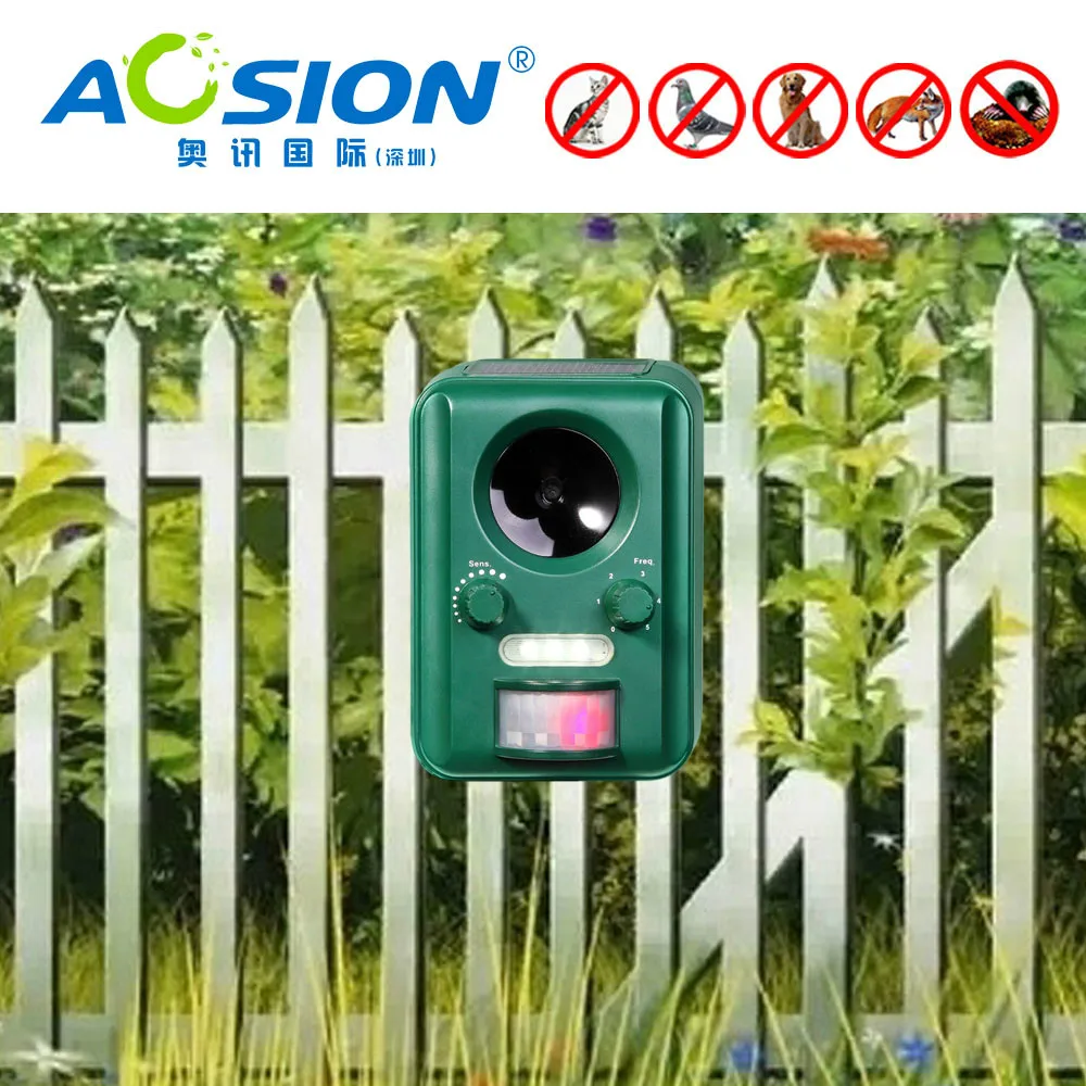 Preise Freies Verschiffen AOSION Freien Solar ultraschall tier steuer garten verwenden blinkende fuchs Fledermäuse Vögel Hunde Katzen Repeller Abweisend