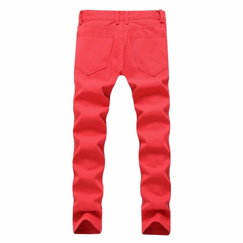 red distressed skinny jeans