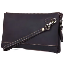 Hot Sale Mens 100 Genuine Leather Business Clutch Bags Male Brown Wrist Bag Small Handbag Unique