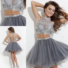 Frauen Homecoming Kleid Cocktailkleid Vestiod de noiva Spitze Appliques Kristall Organza Ballkleid Sleeveless Short Prom Kleid