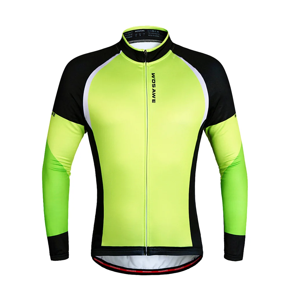 WOSAWE Men Thermal Fleece Cycling Jersey Windproof Long Sleeve MTB ...