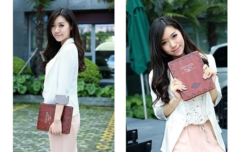 Classic Vintage Book Laptop Case for iPad Air 2 iPad 5 6 Korean Mosiso Brand Tablet Case PU Leather Tri-fold Stand Flip Cover (22)