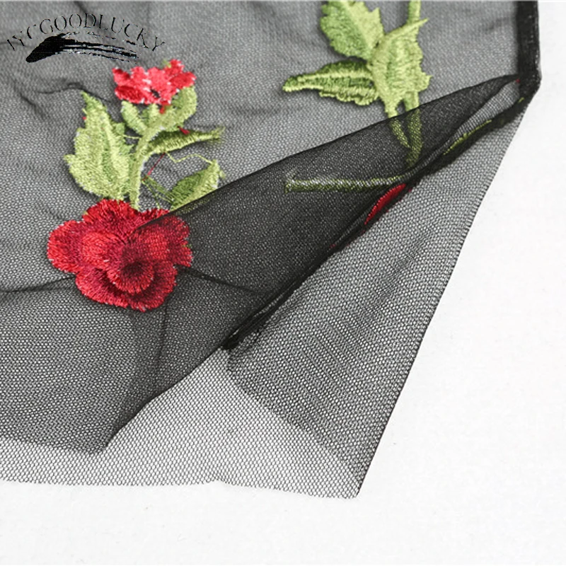 Новинка 2017 модная сексуальная женская блузка в сеточку топы с вышивкой роз