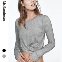 Long Sleeves women yoga top workout gym crop top twist yoga shirts with thumb hole fitness women sport shirts active wear
