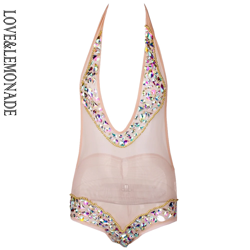 

Love&Lemonade V-Neck And Open Back Mesh Bodysuit TB 10078