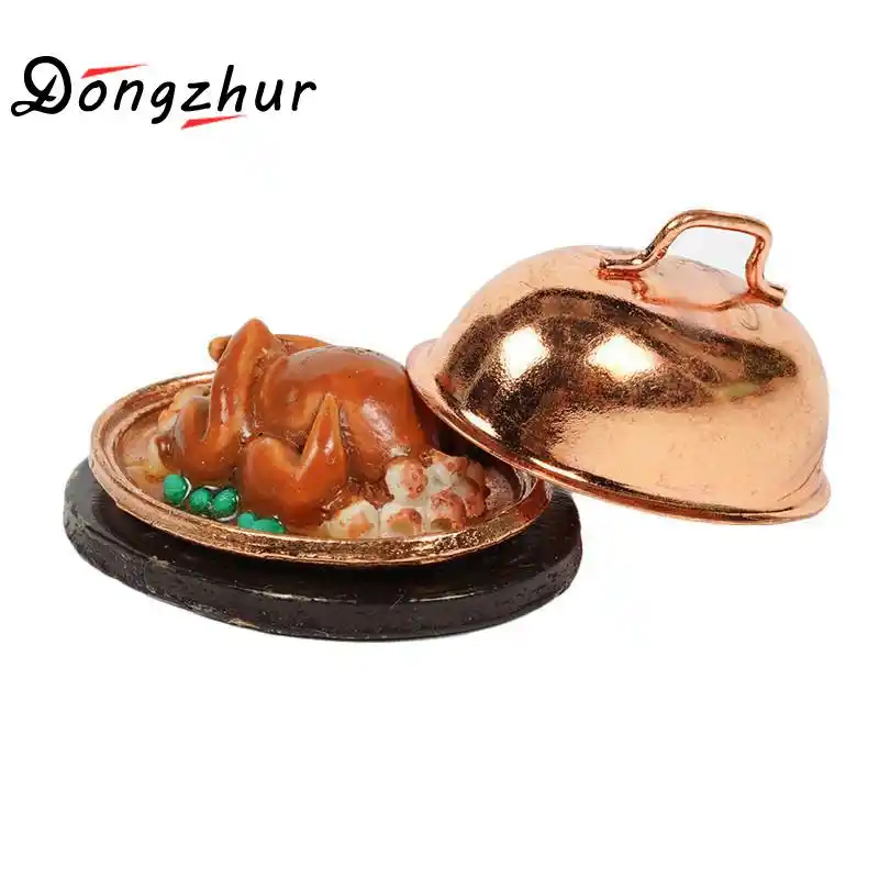 1:12 Scale Dollhouse Miniature Iron Plate Turkey Cooking Toy Decoration Pretend