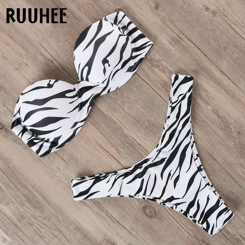 Traje de baño Bikini ruuhui bañador de mujer 2019 Bikini brasileño de leopardo conjunto Push Up traje de baño femenino ropa de playa de verano Biquini